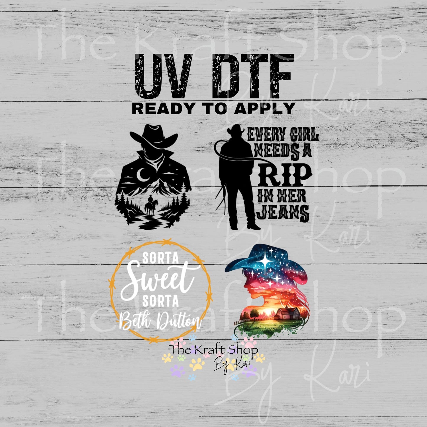UV DTF Every Girl Needs a Rip cowboys decals 4pk, permanent sticker.#4755