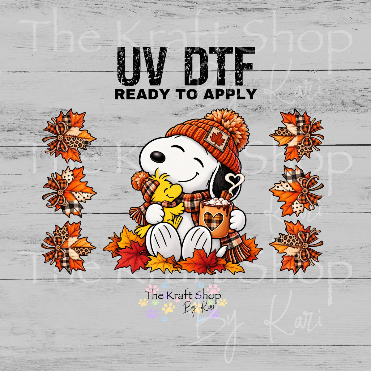 UV DTF Sticker print Fall Dog with Leaves Element decal, tumbler decal, permanent sticker. #7789