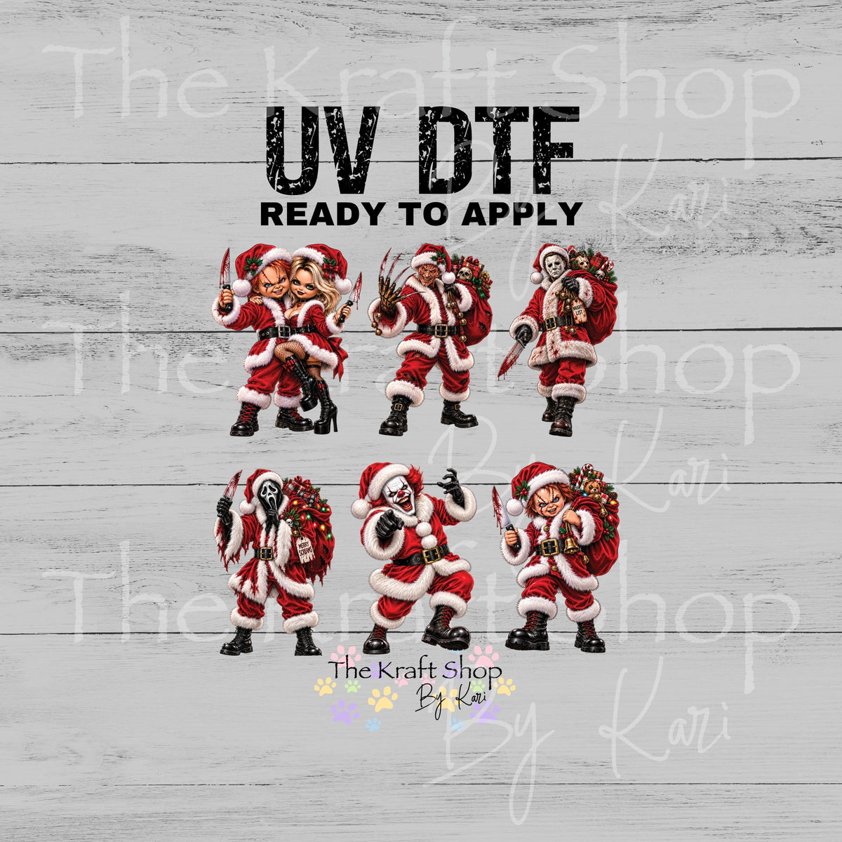 UV DTF Sticker print Horror Claus Element sheet Spooky Christmas decal, tumbler decal #7816