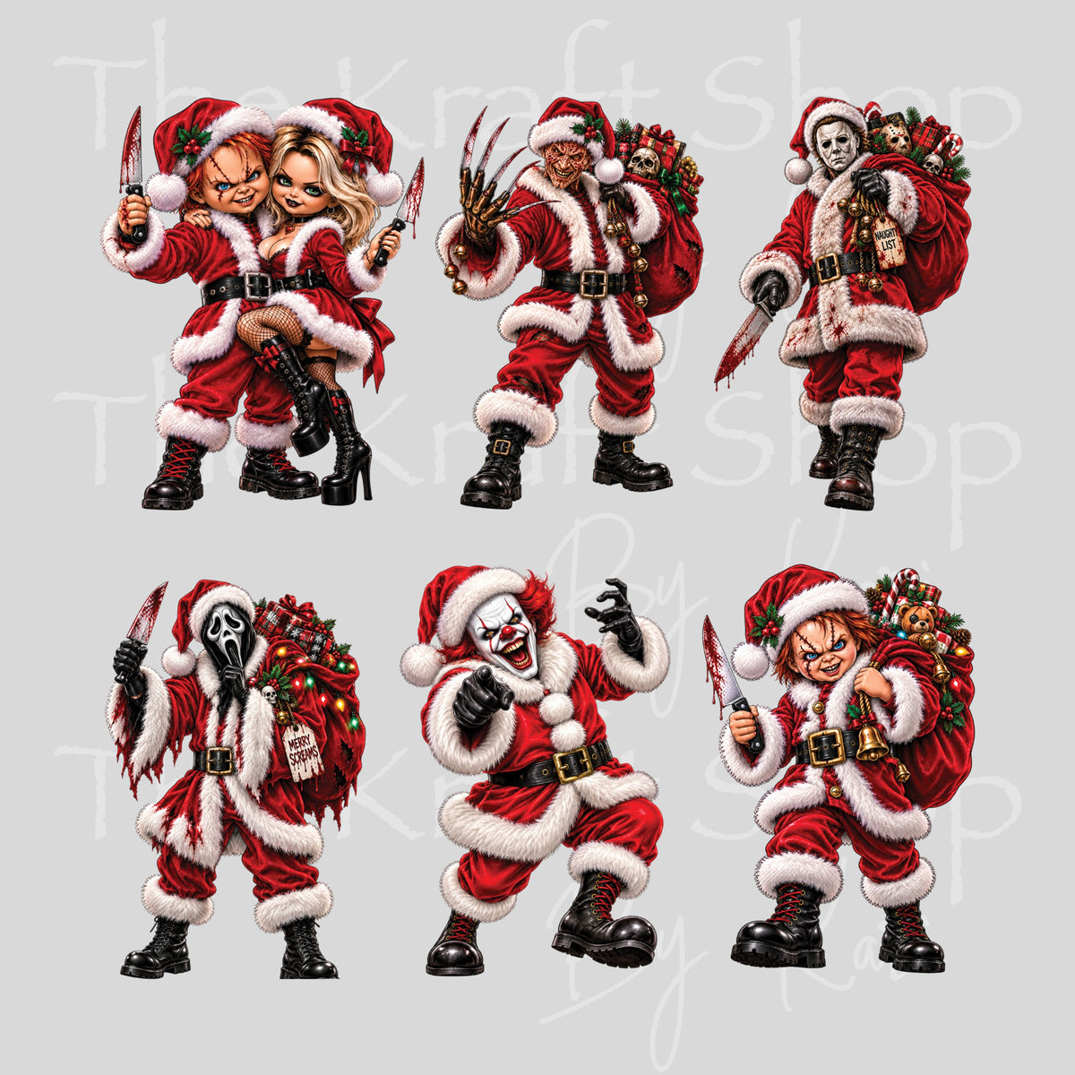 UV DTF Sticker print Horror Claus Element sheet Spooky Christmas decal, tumbler decal #7816