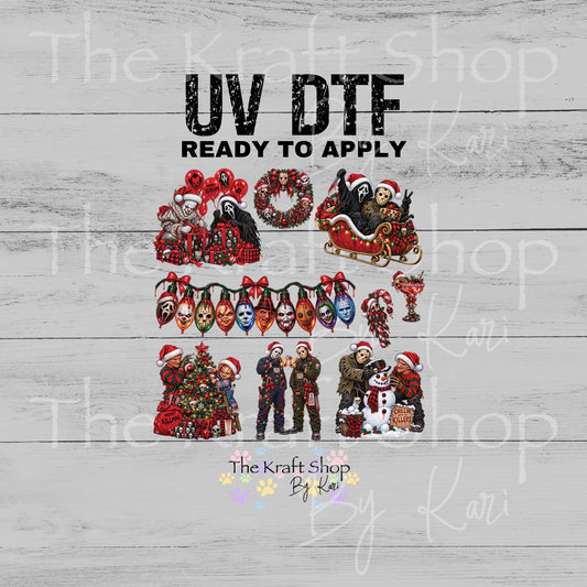 UV DTF Spooky Christmas Elements mixed media bundle of decals sheet 10x10 decal #7823