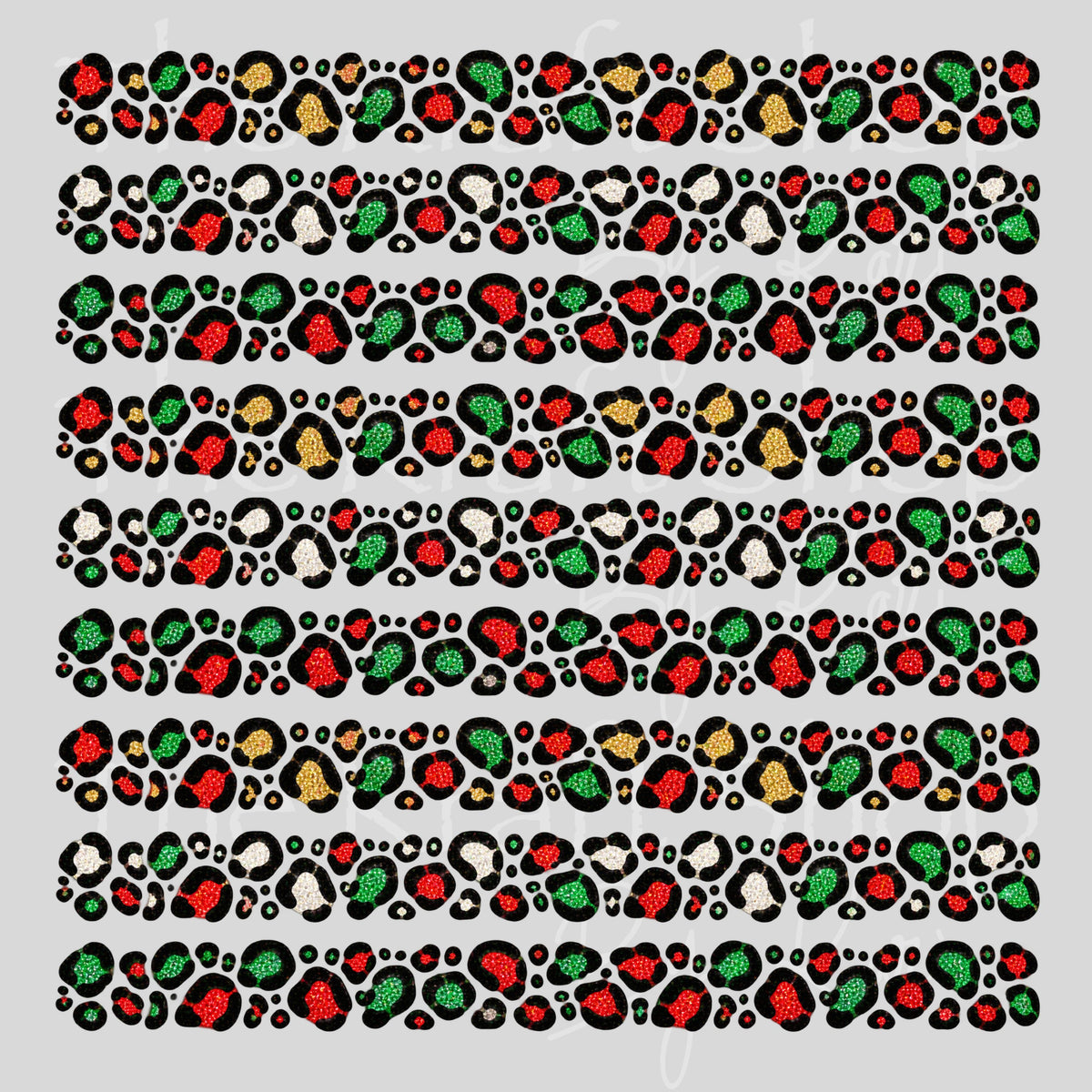 UV DTF Leopard print Christmas strips Elements mixed media bundle of decals sheet 10x10 decal #7846