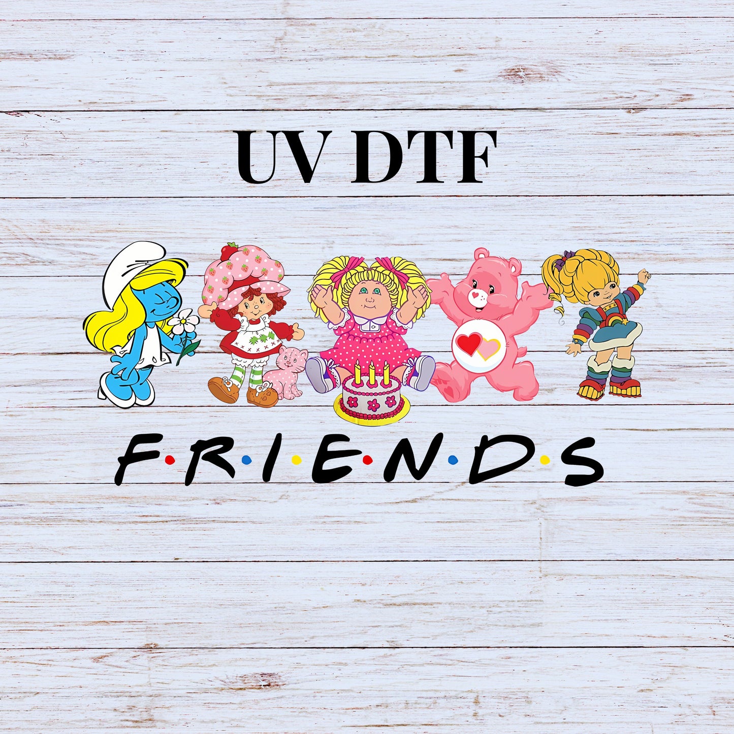 UV DTF Sticker print Nostalgic friends decal, tumbler decal, permanent sticker.  #4309