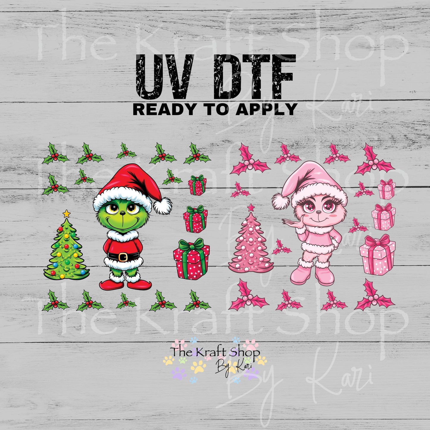 UV DTF Boy or Girl Grin Christmas Element sheet 6x6 decal, tumbler decal, permanent sticker. #7707