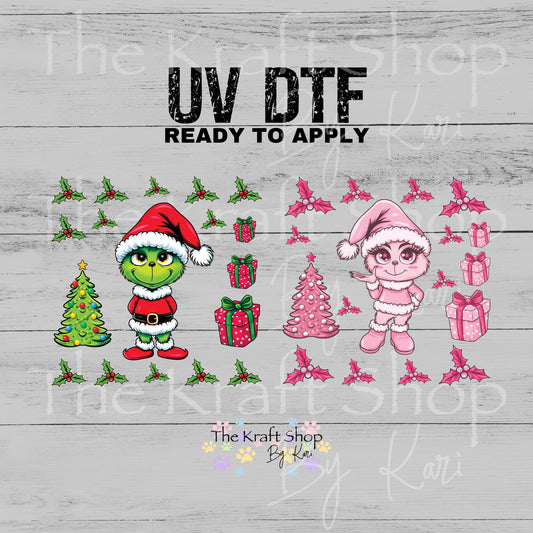 UV DTF Boy or Girl Grin Christmas Element sheet 6x6 decal, tumbler decal, permanent sticker. #7707