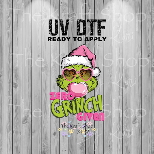UV DTF Sticker print. Zero Grin given with pink glasses and bubble decal, tumbler decal, permanent sticker.  #7319
