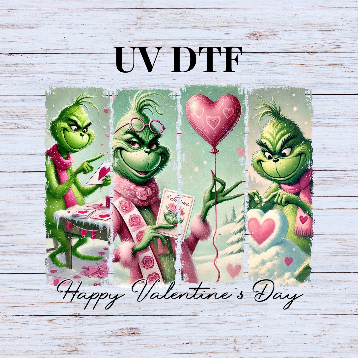 UV DTF Sticker print. Grin Valentine Croquette decal, tumbler decal, permanent sticker. UV wrap for glass can tumbler. #7258