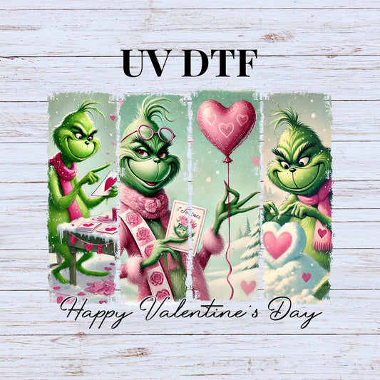 UV DTF Sticker print. Grin Valentine Croquette decal, tumbler decal, permanent sticker. UV wrap for glass can tumbler. #7258