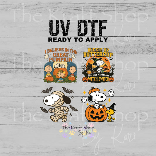 UV DTF Great Pumpkin Snoop decals 4pk, permanent sticker.#7693