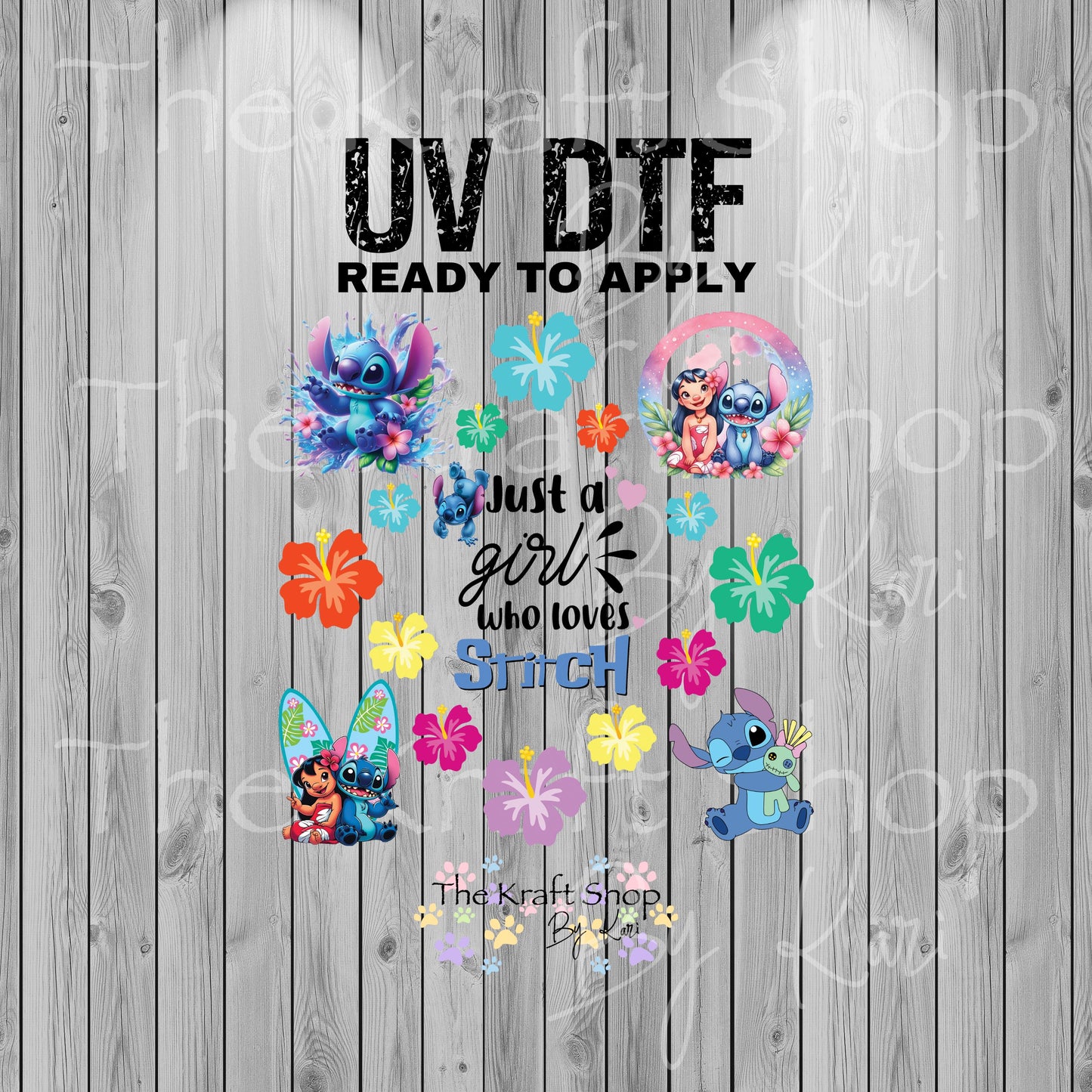UV DTF Sticker print Stit and Lilo Just a girl that loves Stit Element sheet decal, tumbler decal #4546