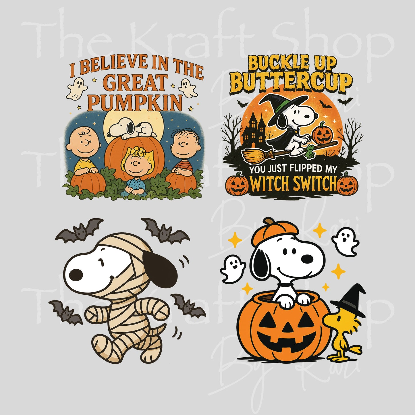 UV DTF Great Pumpkin Snoop decals 4pk, permanent sticker.#7693