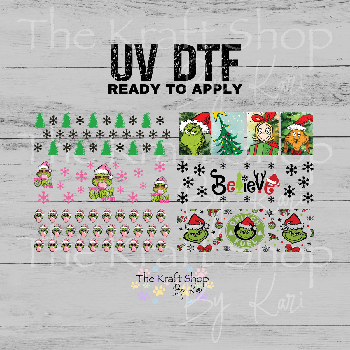 UV DTF Pen Wrap Ready To Apply Sticker Print. Green Man pen wraps Christmas Bundle of 6 Pen wraps