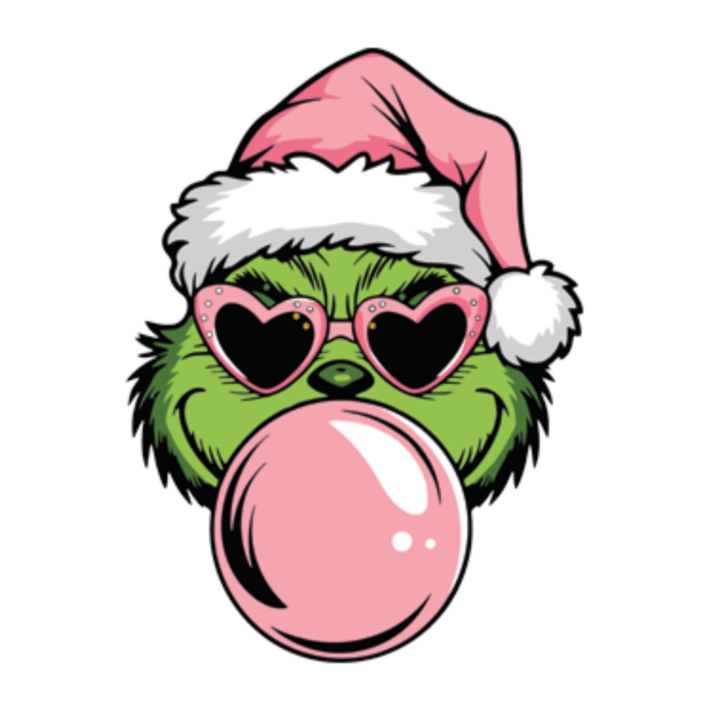 UV DTF Sticker print. Grin bubblegum with pink glasses and bubble decal, tumbler decal, permanent sticker.  #7321