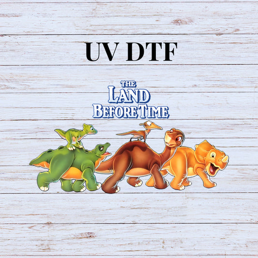 UV DTF Sticker print Dinosaur Land elements decal, tumbler decal,  Uv wrap glass can tumbler. #1038