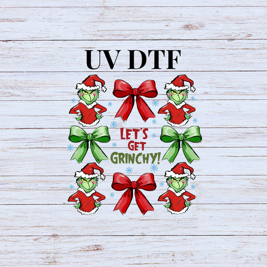 UV DTF Sticker prints. Lets get Griny Christmas  croquette element sheet bundle decal, permanent sticker.  #7225