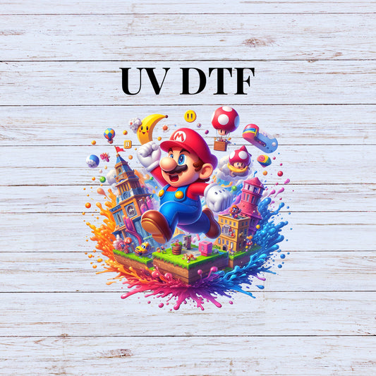 UV DTF Sticker print Mario Paint Splash decal, tumbler decal, permanent sticker.  #10079