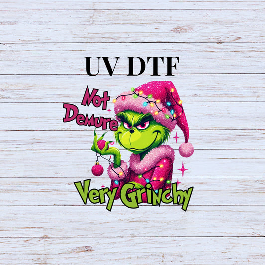 UV DTF Sticker print Not Demure very Grin Merry Christmas decal, tumbler decal, permanent sticker. Uv wrap for glass can tumbler. #7156