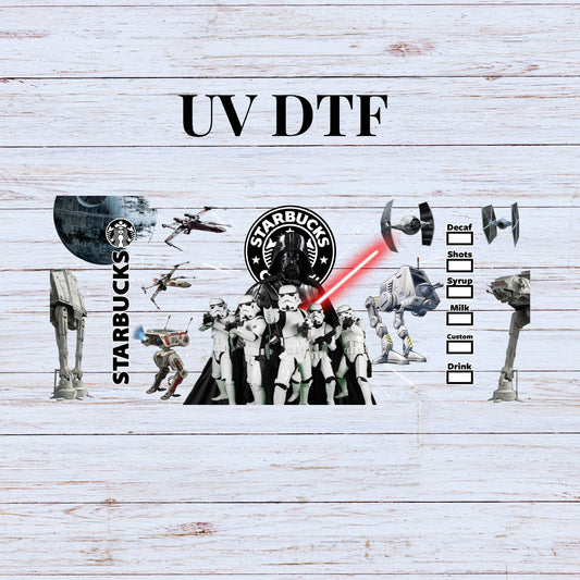 UV DTF Sticker print Star war wrap decal, tumbler decal, permanent sticker. Uv wrap for glass can tumbler. #5174