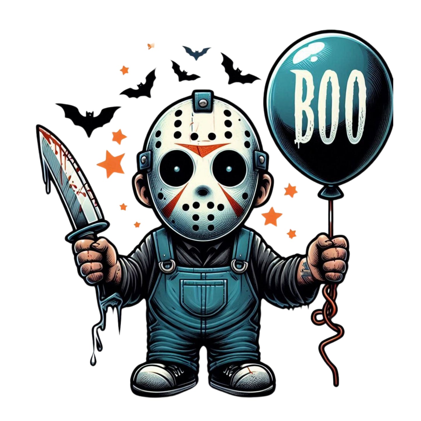 UV DTF Sticker print Boo Jason Halloween decal, tumbler decal, permanent sticker. Uv wrap for glass can tumbler. #7053