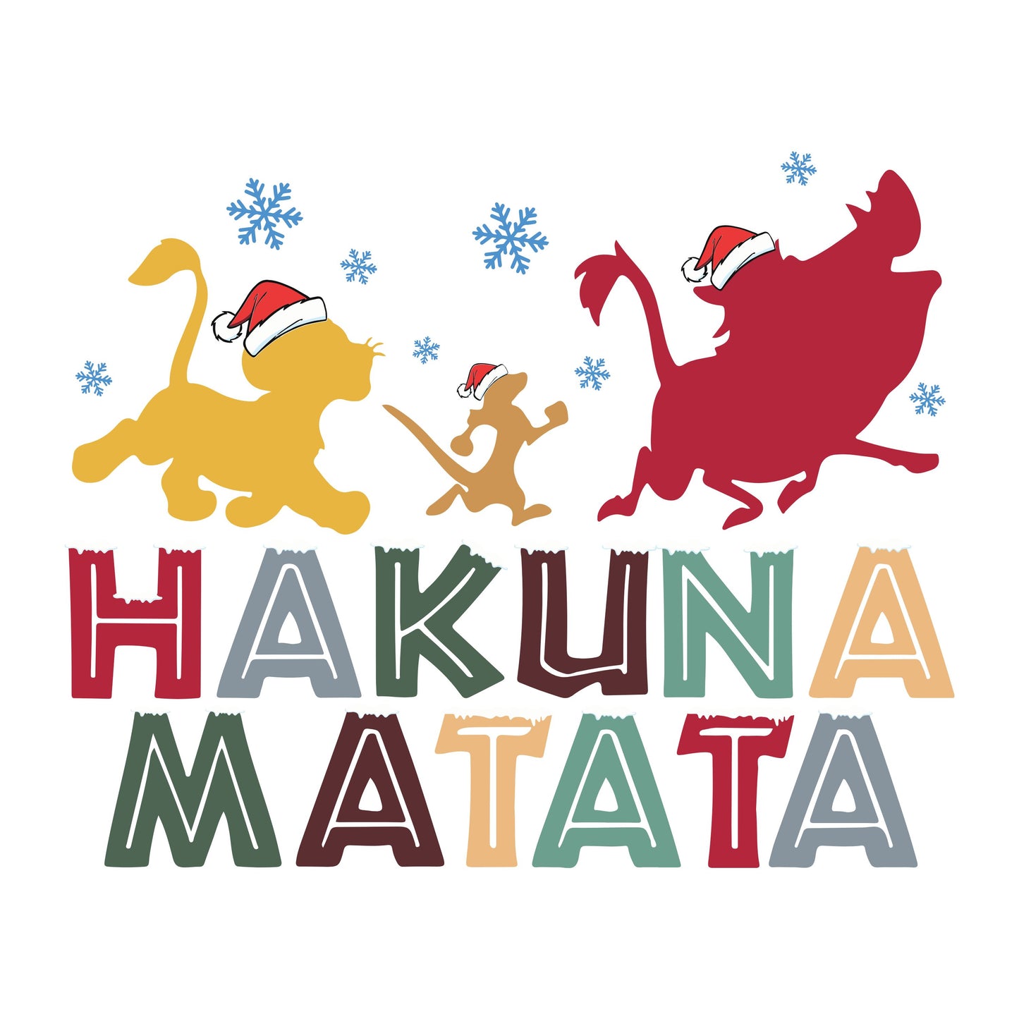 UV DTF Sticker print Christmas Hakuna Matata decal, tumbler decal, permanent sticker. Uv wrap for glass can tumbler. #7159