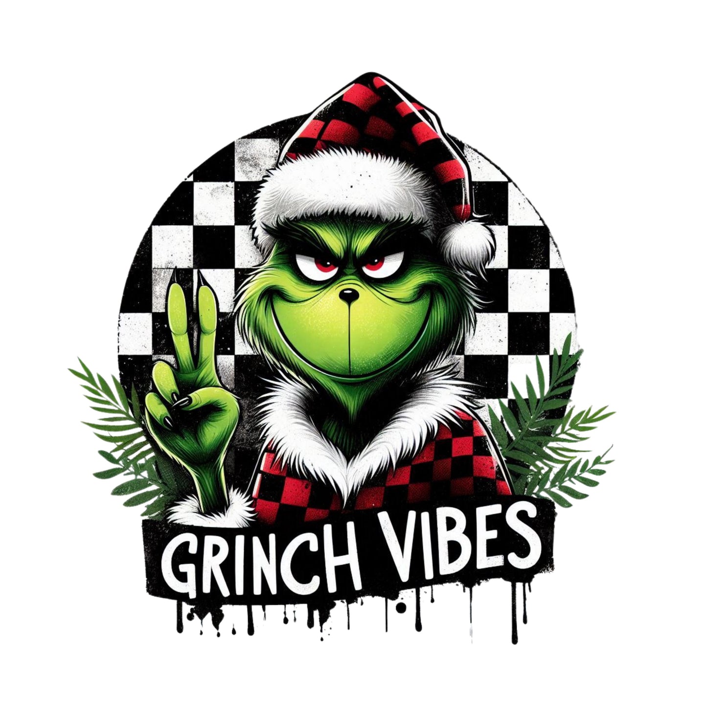 UV DTF Sticker print Grin vibes with Santa hat Merry Christmas decal, tumbler decal, permanent sticker. Uv wrap for glass can tumbler. #7158