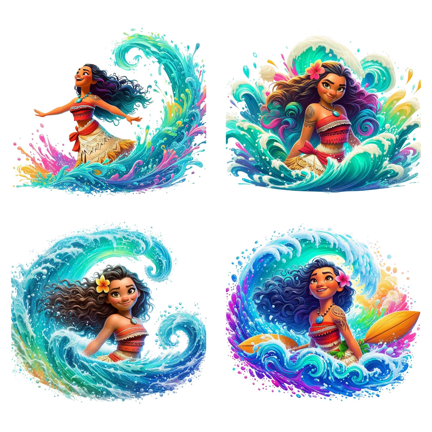 UV DTF Sticker print Moana bundle of 4 elements decal, tumbler decal,  Uv wrap glass can tumbler. #10065