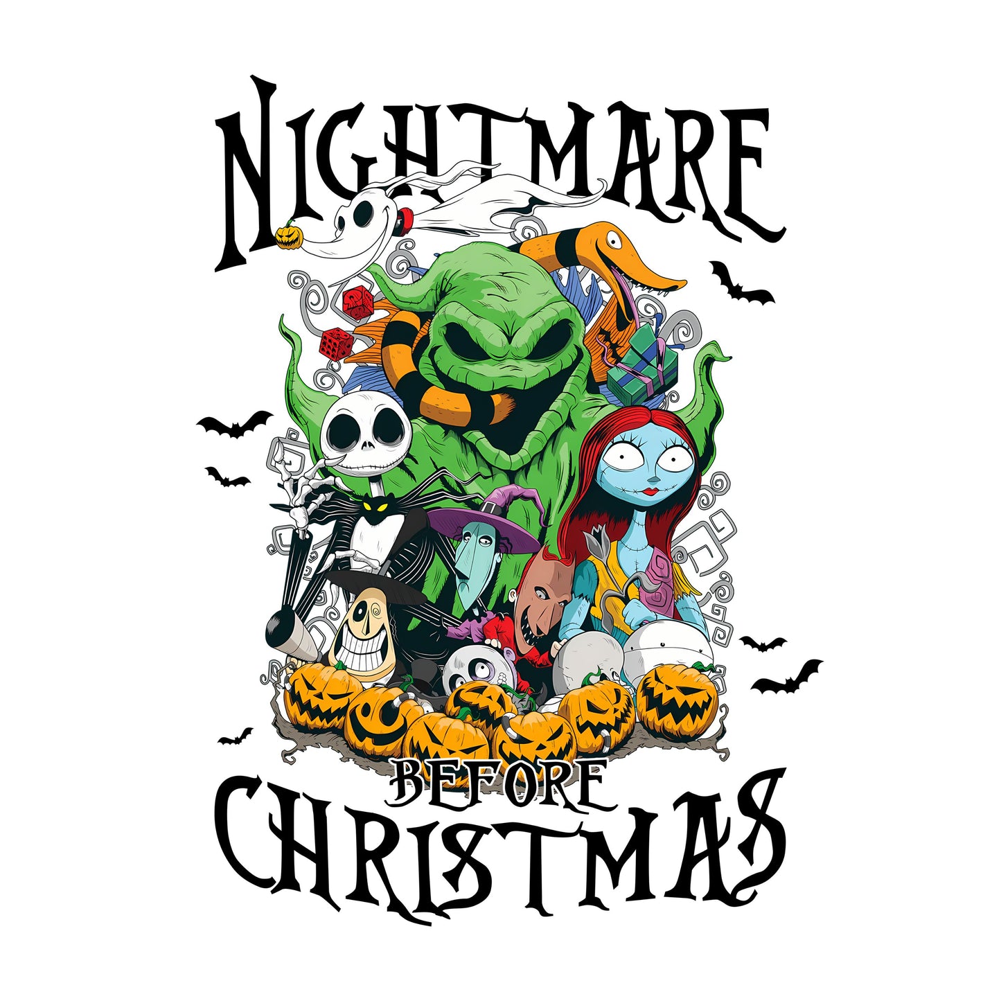 UV DTF Sticker print  Nightmare Christmas Halloween decal, tumbler decal, permanent sticker. Uv wrap for glass can tumbler. #7165