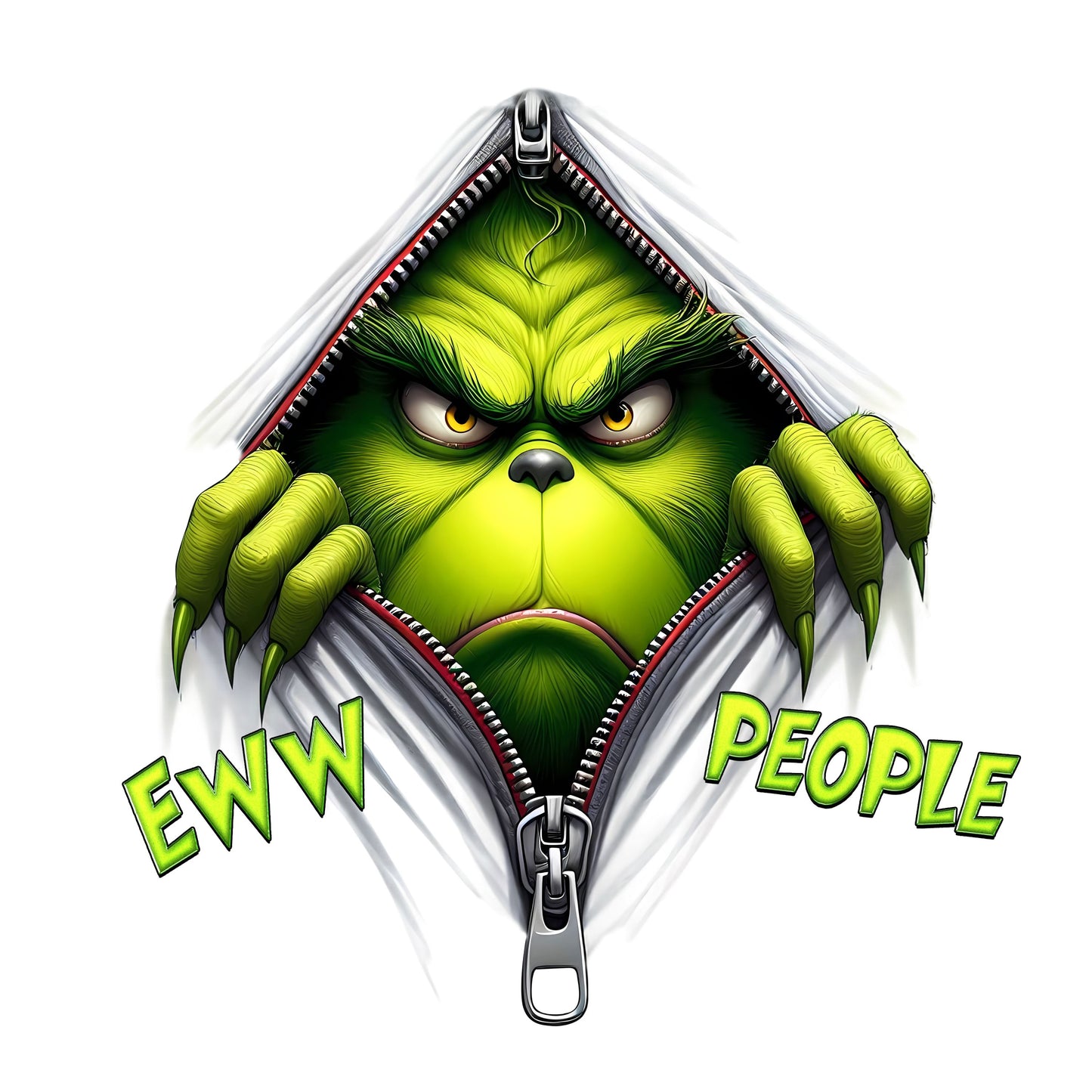 UV DTF Sticker print Ewwww People zipper green man Christmas decal, tumbler decal, permanent sticker.  #7134