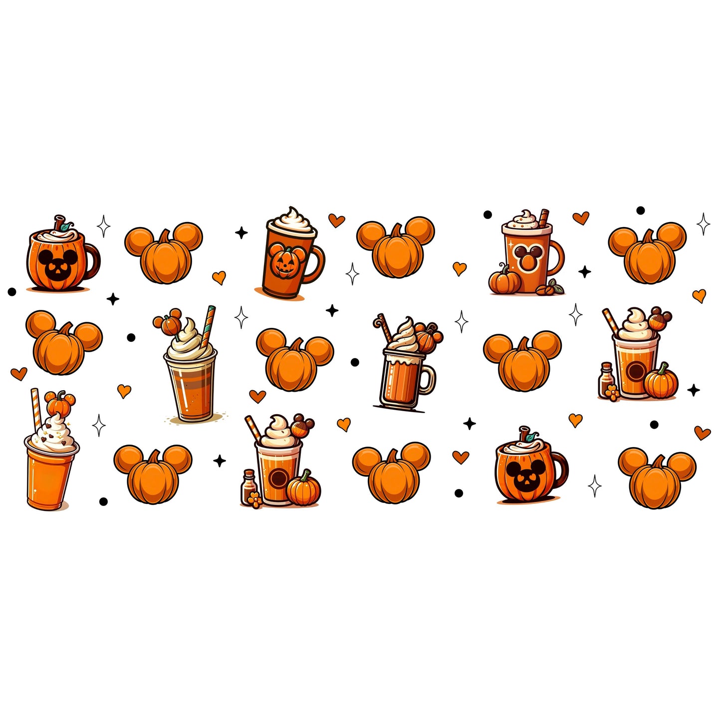 UV DTF Sticker print. Mick pumpkins latte glass can wrap decal, tumbler decal, permanent sticker. #7342