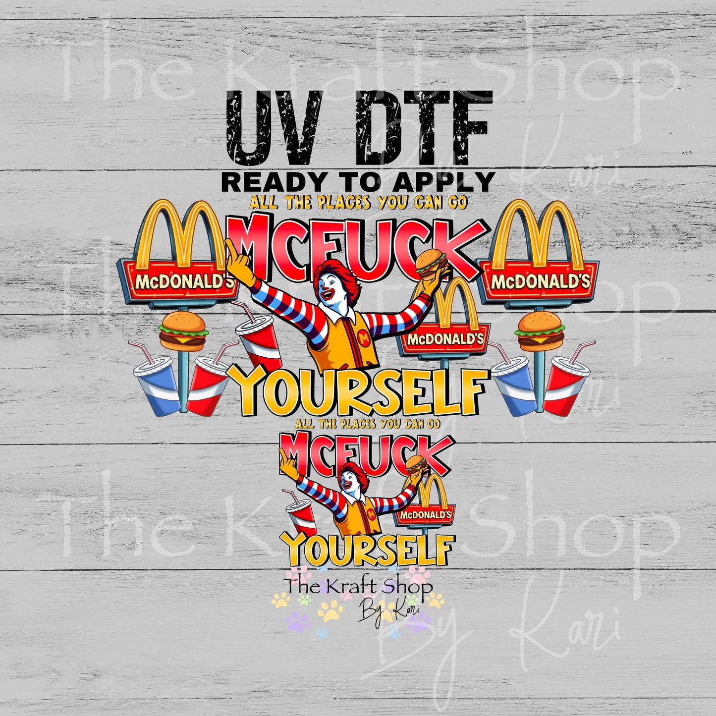 UV DTF All The Places Glass can wrap decals #5561