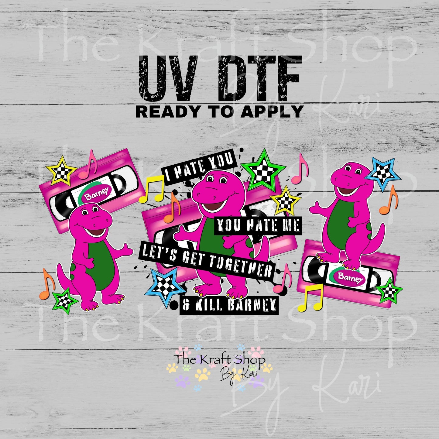 UV DTF Purple I hate you Glass can wrap decals #5547