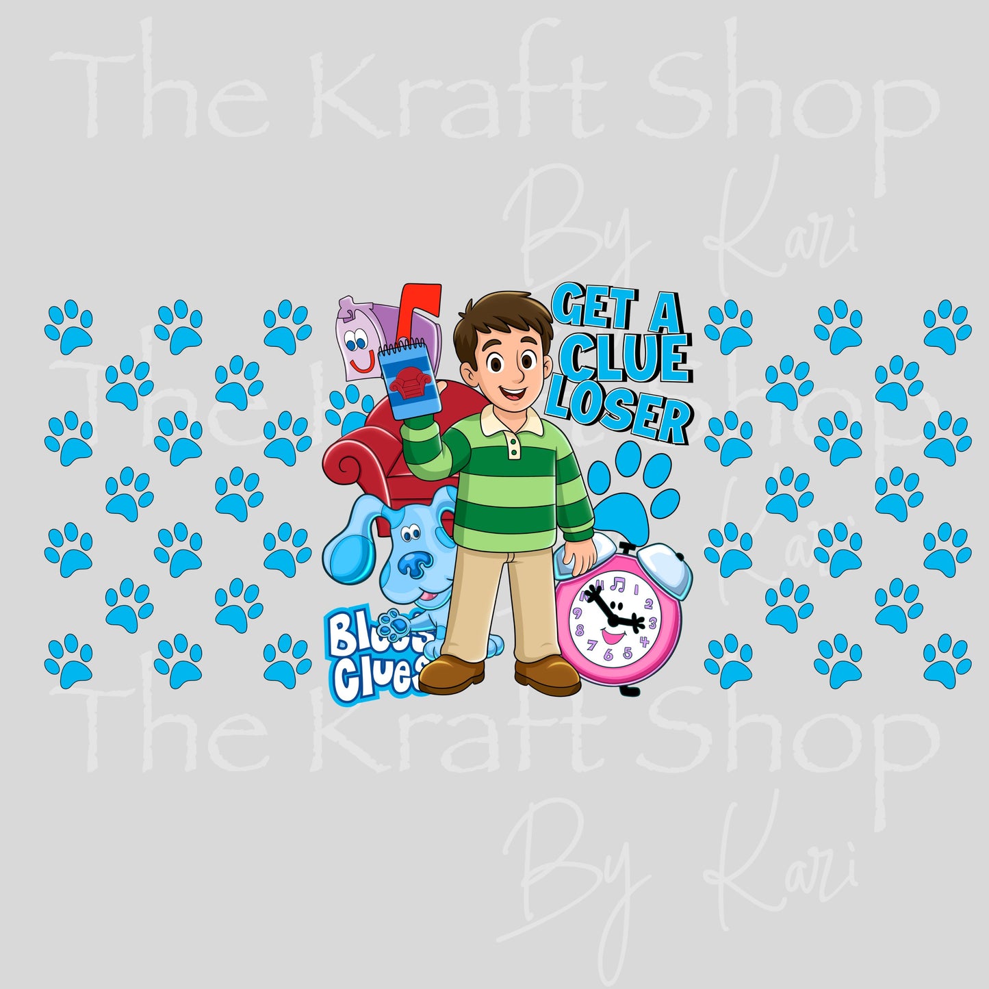 UV DTF Blue Get In Loser Glass can wrap decals #5546