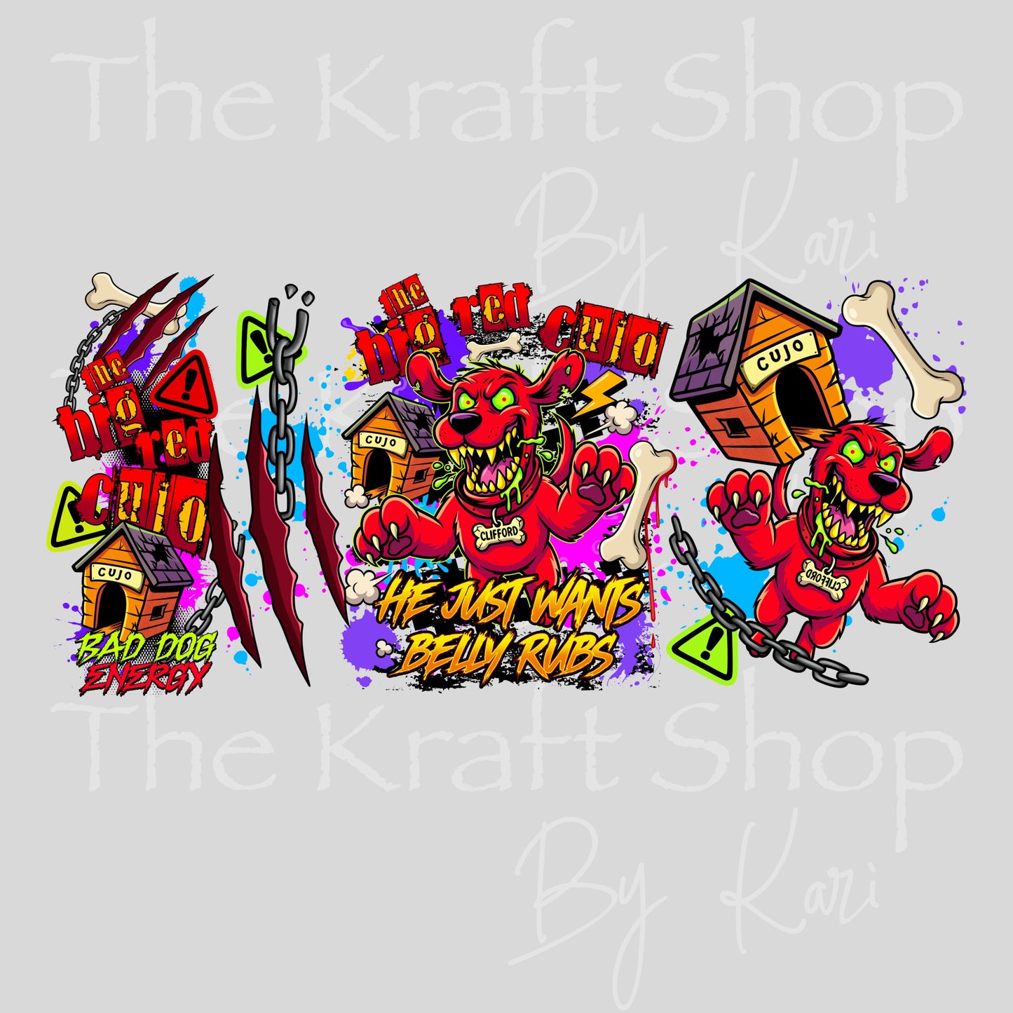 UV DTF Dark Clifford Glass can wrap decals #5549