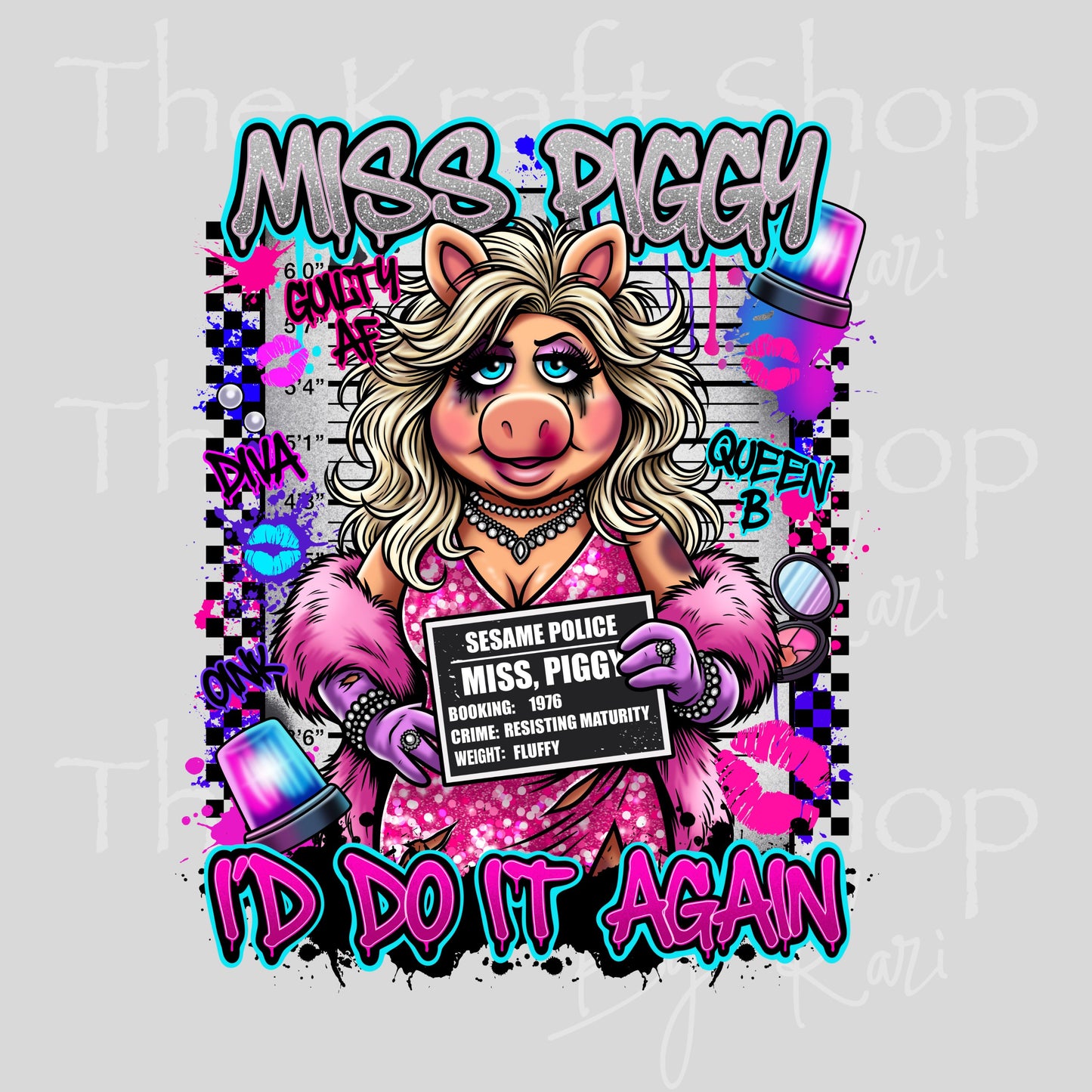 UV DTF Dark Miss P Glass can wrap decals #5553