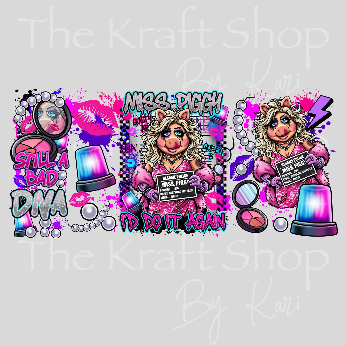 UV DTF Dark Miss P Glass can wrap decals #5553