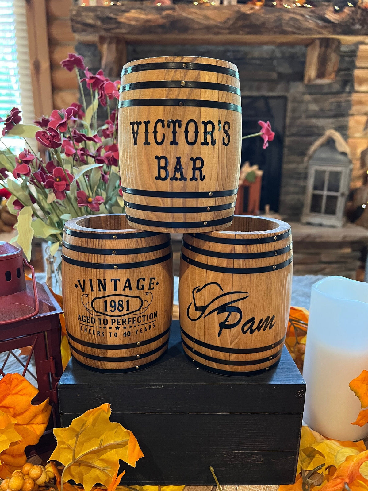 Whiskey barrel decorations. Personalized barrel. Wedding decor. Party decor. Gift for him. Whiskey lover gift.