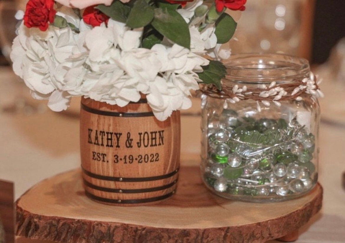 Whiskey barrel decorations. Personalized barrel. Wedding decor. Party decor. Gift for him. Whiskey lover gift.