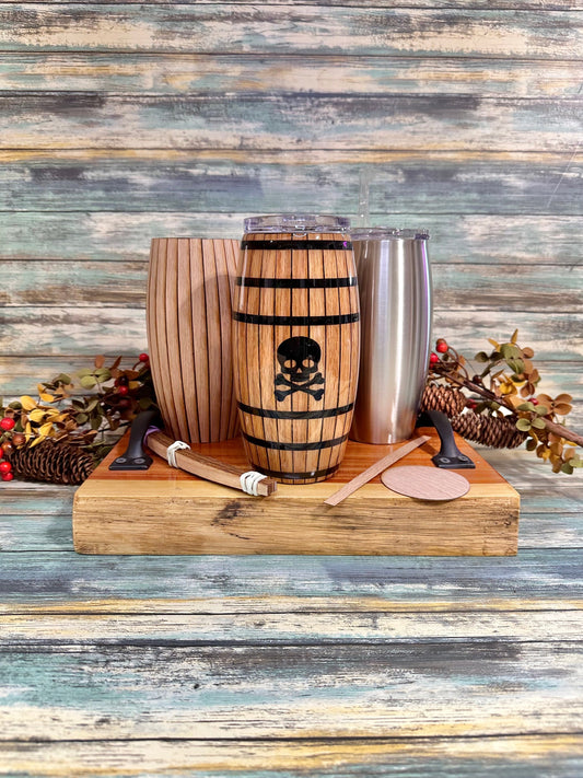 Wood kit AND a 25 oz barrel tumbler kit OR just the kit. Craft kit for wood projects. Laser cut out. DIY project. Craft tool. Craft supply.