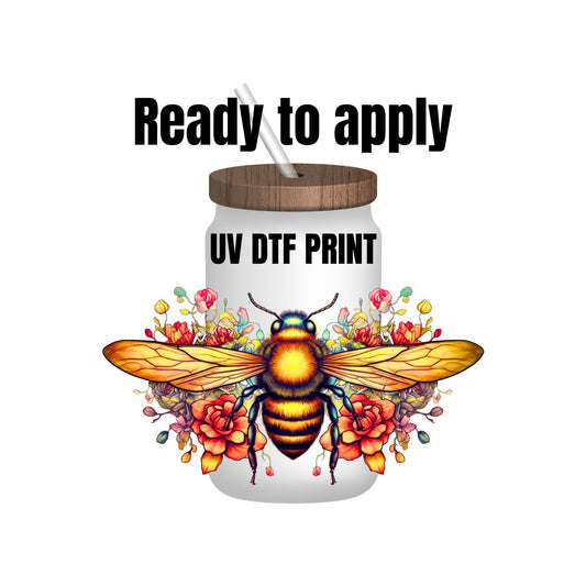 UV DTF Sticker print. Bee wrap decal, tumbler decal, permanent sticker. UV wrap for glass can tumbler. #5001