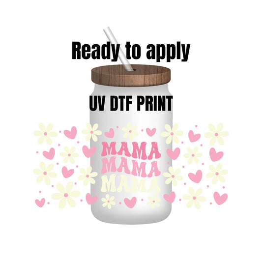 UV DTF Sticker print. Mama spring wrap decal, tumbler decal, permanent sticker. UV wrap for glass can tumbler. #5044