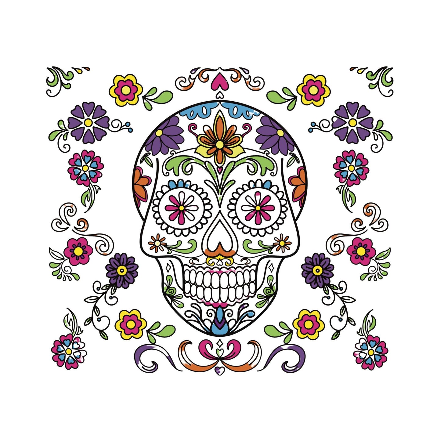 UV DTF Sticker print. Sugar skull wrap decal, tumbler decal, permanent sticker. UV wrap for glass can tumbler. #10007