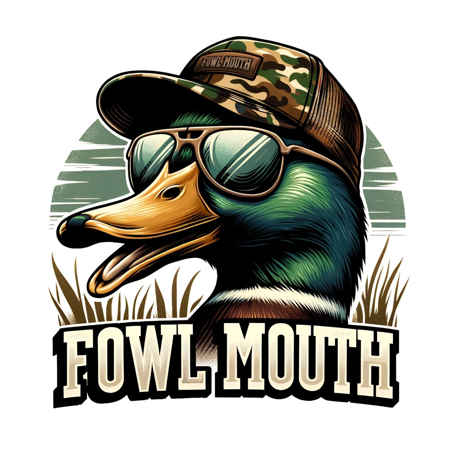 UV DTF Sticker print. Fowl Mouth Duck decal, tumbler decal, permanent sticker. Uv wrap for glass can tumbler. #9006