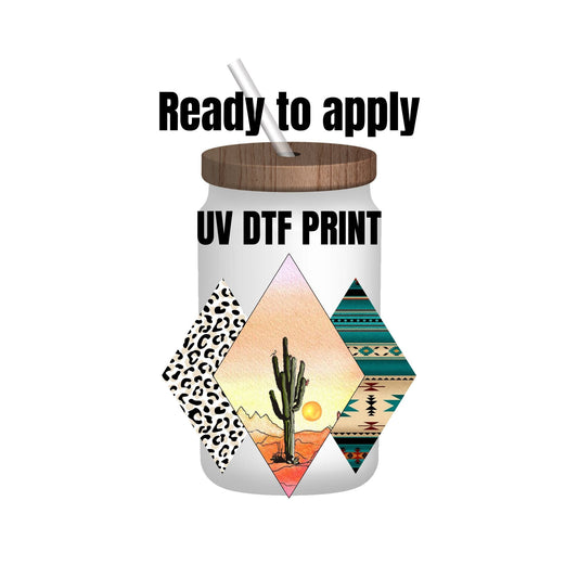 UV DTF Sticker print. Aztek diamond wrap decal, tumbler decal, permanent sticker. UV wrap for glass can tumbler. #5054