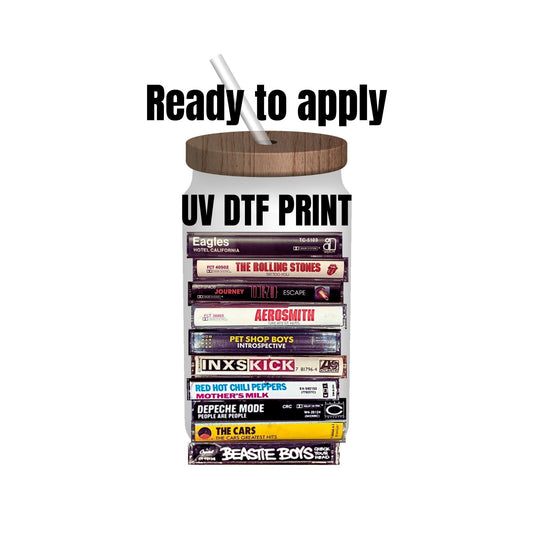 UV DTF Sticker print. Rock and aged decal, tumbler decal, permanent sticker. Uv wrap for glass can tumbler. #10014