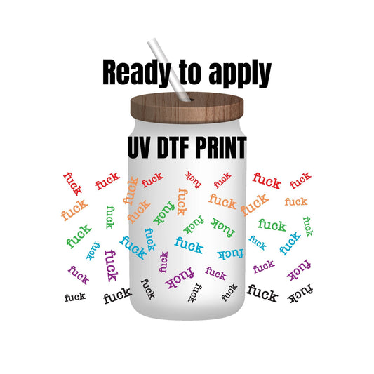 UV DTF Sticker print. Rainbow fuck wrap decal, tumbler decal, permanent sticker. Uv wrap for glass can tumbler. #5075