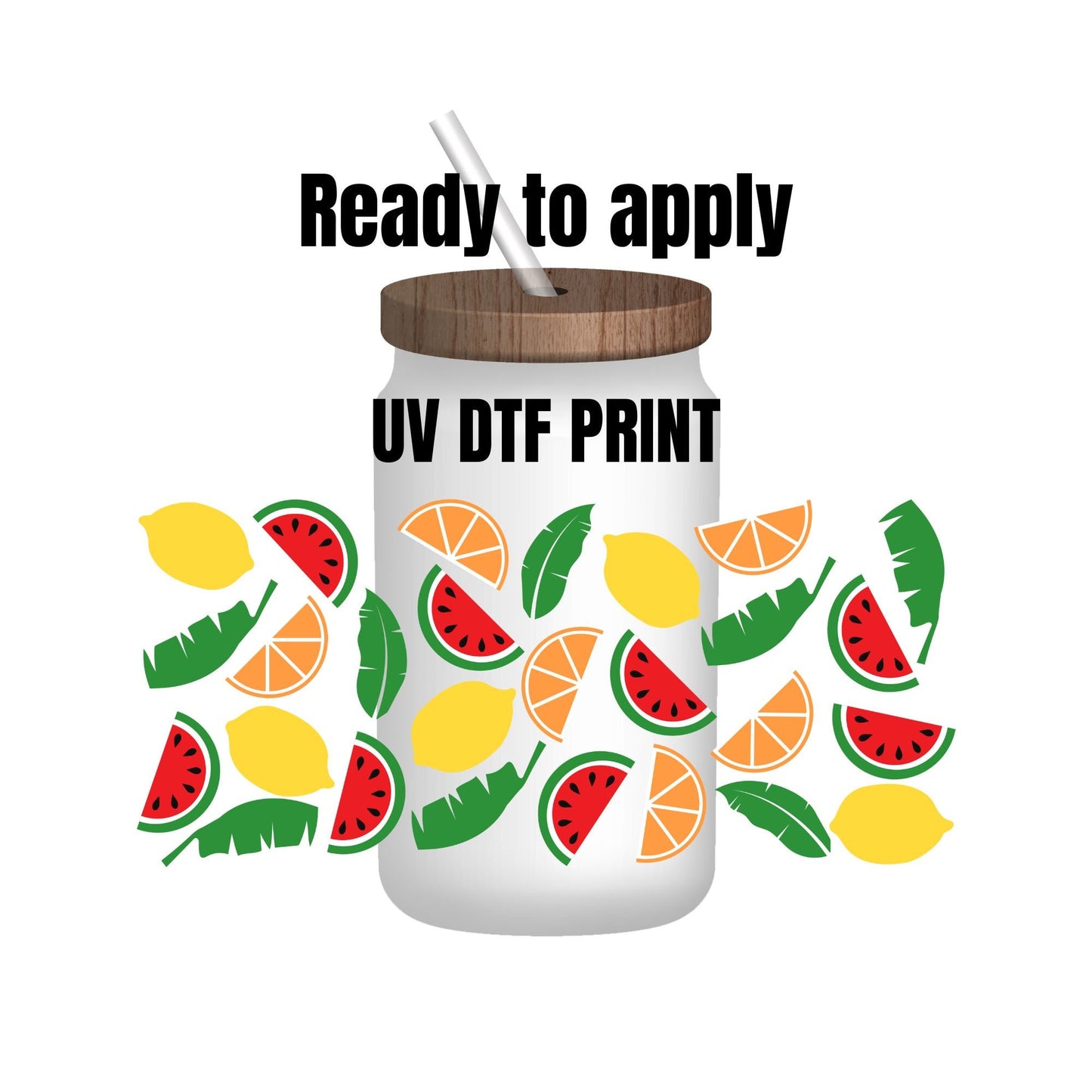 UV DTF Sticker print. Fruit wrap decal, tumbler decal, permanent sticker. UV wrap for glass can tumbler. #5085