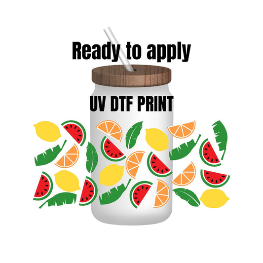 UV DTF Sticker print. Fruit wrap decal, tumbler decal, permanent sticker. UV wrap for glass can tumbler. #5085