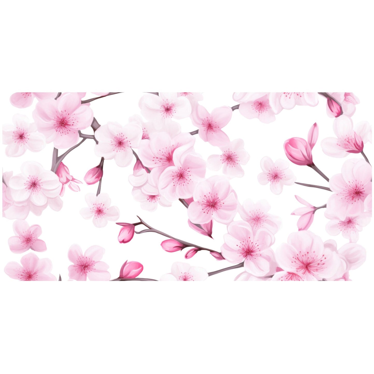 UV DTF Sticker print. Pink sakura flower wrap decal, tumbler decal, permanent sticker. UV wrap for glass can tumbler. #5092