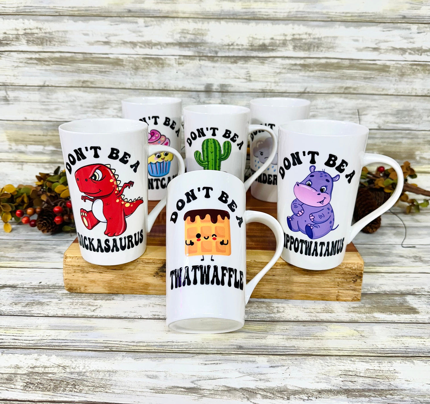 Sarcastic coffee mugs. Funny office decor. Don’t be a hippitwatamus, dickasaurus, prick, cuntcake, thundercunt or twatwaffle.