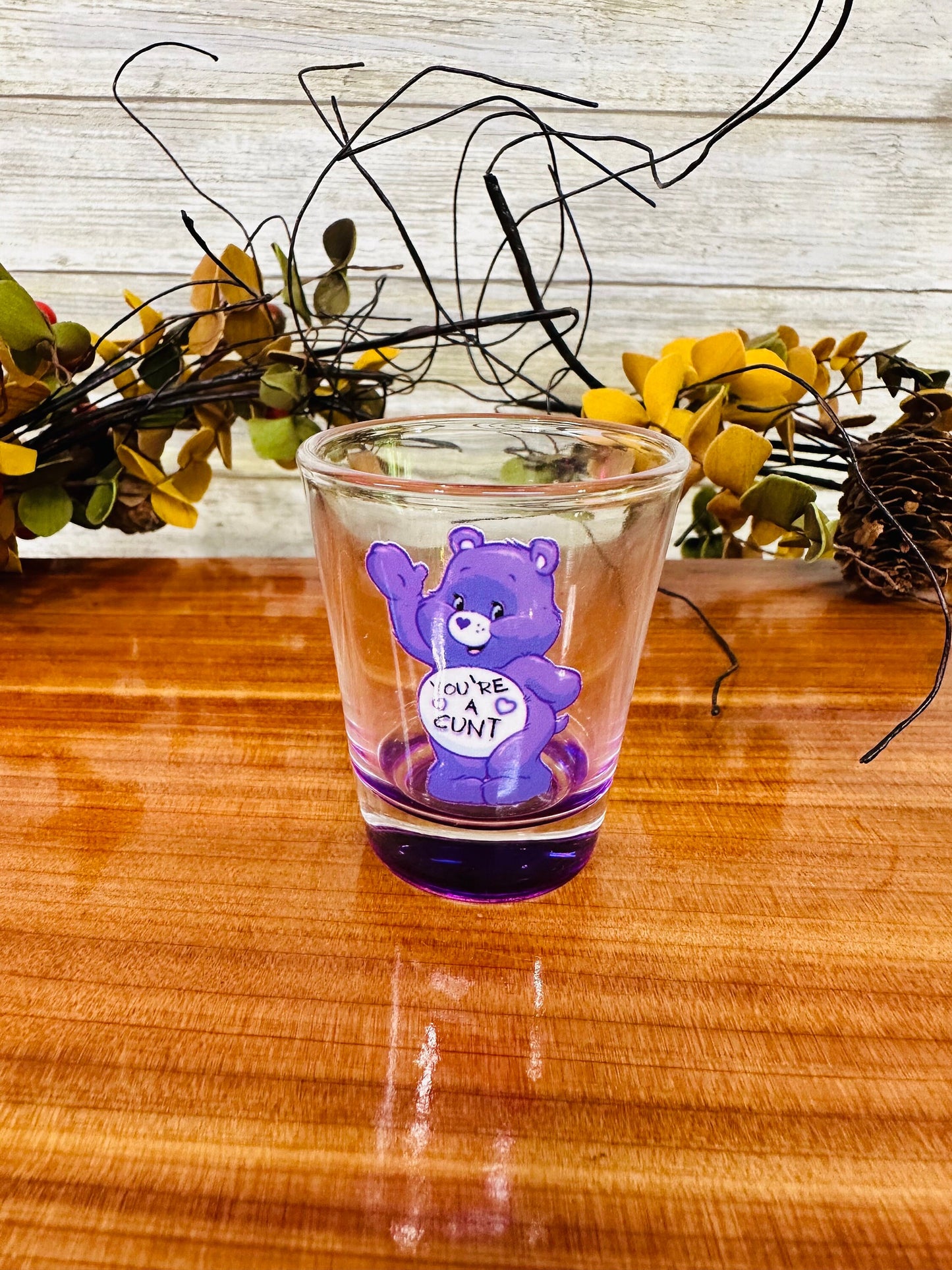 Set of 6 shot glasses with swear bear uv dtf decals. Sarcastic gift. Party decor. 21st birthday. Funny gift.